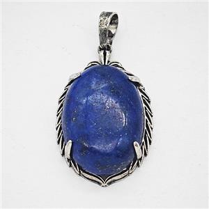 Gemstone Pendant, Antique Silver Plated, approx 20-30mm