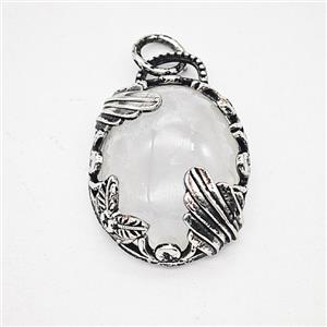 Gemstone Pendant, Antique Silver Plated, approx 20-25mm