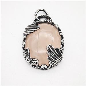 Gemstone Pendant, Antique Silver Plated, approx 20-25mm