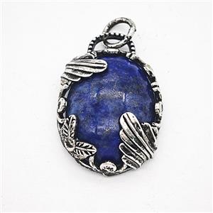 Gemstone Pendant, Antique Silver Plated, approx 20-25mm