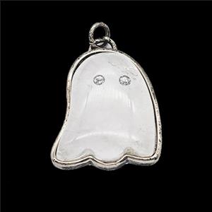 Gemstone Pendant, Antique Silver Plated, approx 19-22mm