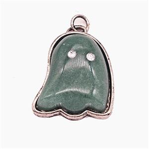 Gemstone Pendant, Antique Silver Plated, approx 19-22mm