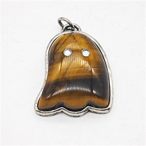 Gemstone Pendant, Antique Silver Plated, approx 19-22mm