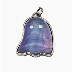 Gemstone Pendant, Antique Silver Plated, approx 19-22mm