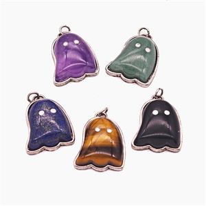 Gemstone Pendant, Antique Silver Plated, approx 19-22mm