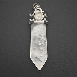 Gemstone Pendant, Antique Silver Plated, approx 9-35mm