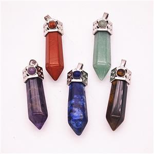 Gemstone Pendant, Antique Silver Plated, approx 9-35mm