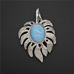 Gemstone Pendant, Antique Silver Plated, approx 20-30mm