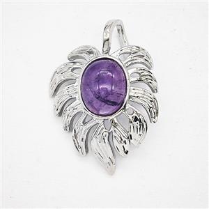 Gemstone Pendant, Antique Silver Plated, approx 20-30mm