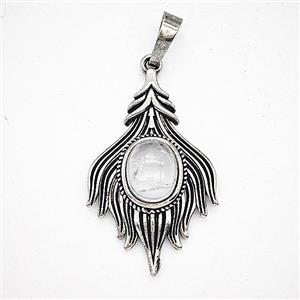 Gemstone Pendant, Antique Silver Plated, approx 20-33mm