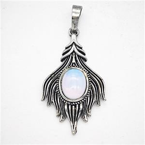 Gemstone Pendant, Antique Silver Plated, approx 20-33mm