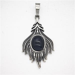 Gemstone Pendant, Antique Silver Plated, approx 20-33mm