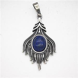 Gemstone Pendant, Antique Silver Plated, approx 20-33mm