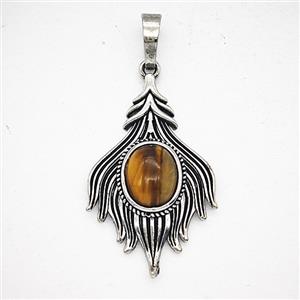 Gemstone Pendant, Antique Silver Plated, approx 20-33mm