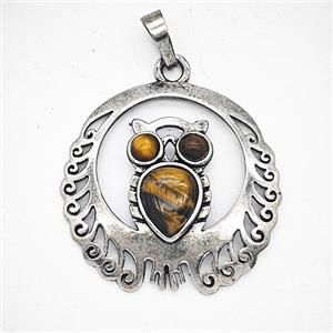 Gemstone Pendant, Antique Silver Plated, approx 33mm