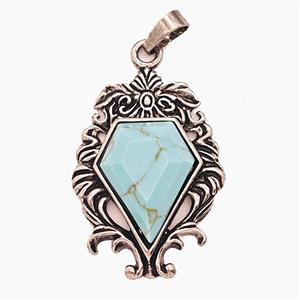 Gemstone Pendant, Antique Silver Plated, approx 25-36mm
