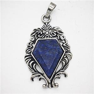 Gemstone Pendant, Antique Silver Plated, approx 25-36mm