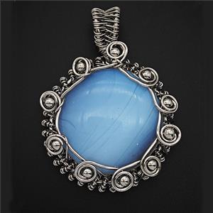 Gemstone Pendant, Antique Silver Plated, approx 35mm