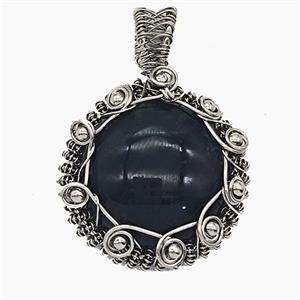 Gemstone Pendant, Antique Silver Plated, approx 35mm
