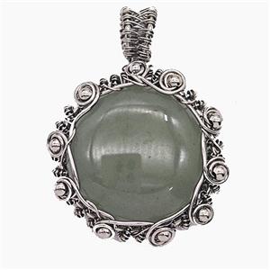 Gemstone Pendant, Antique Silver Plated, approx 35mm