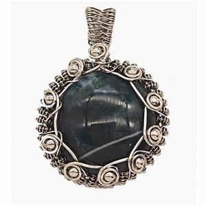 Gemstone Pendant, Antique Silver Plated, approx 35mm