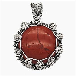 Gemstone Pendant, Antique Silver Plated, approx 35mm