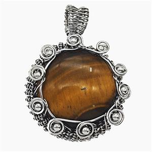 Gemstone Pendant, Antique Silver Plated, approx 35mm