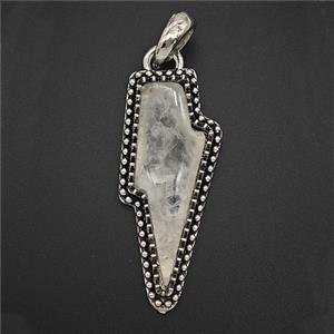 Gemstone Pendant, Antique Silver Plated, approx 18-40mm