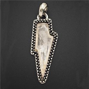 Gemstone Pendant, Antique Silver Plated, approx 18-40mm