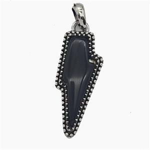 Gemstone Pendant, Antique Silver Plated, approx 18-40mm