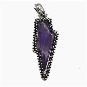 Gemstone Pendant, Antique Silver Plated, approx 18-40mm