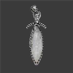Gemstone Pendant, Antique Silver Plated, approx 20-60mm