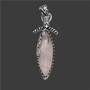 Gemstone Pendant, Antique Silver Plated, approx 20-60mm