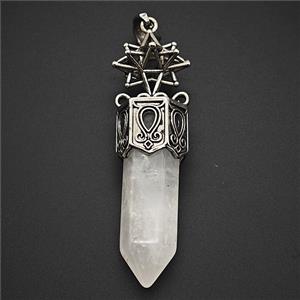 Gemstone Pendant, Antique Silver Plated, approx 12-60mm