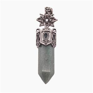 Gemstone Pendant, Antique Silver Plated, approx 12-60mm