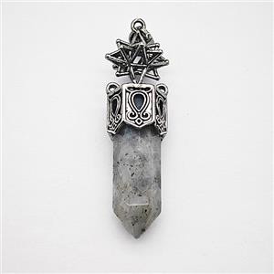 Gemstone Pendant, Antique Silver Plated, approx 12-60mm