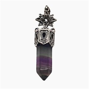 Gemstone Pendant, Antique Silver Plated, approx 12-60mm