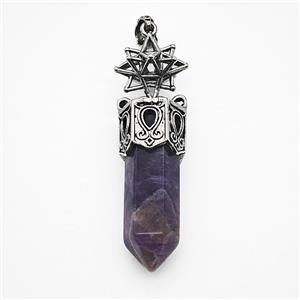 Gemstone Pendant, Antique Silver Plated, approx 12-60mm
