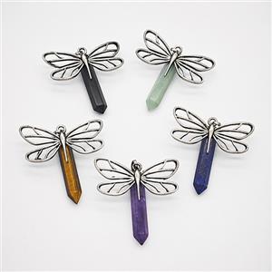 Gemstone Pendant, Antique Silver Plated, approx 6-34mm, 20-40mm