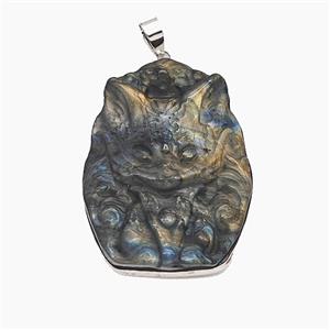 Gemstone Pendant, Pltinum Plated, approx 30-38mm