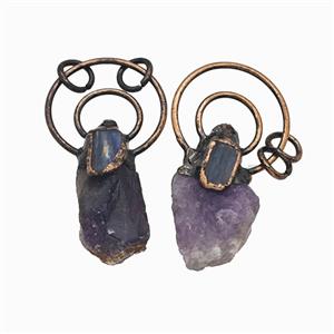 Gemstone Pendant, Red Copper Plated, approx 16-50mm