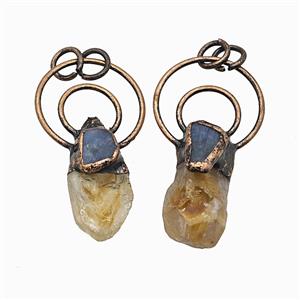 Gemstone Pendant, Red Copper Plated, approx 16-50mm