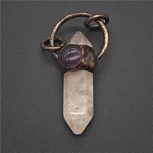 Gemstone Pendant, Red Copper Plated, approx 8-36mm