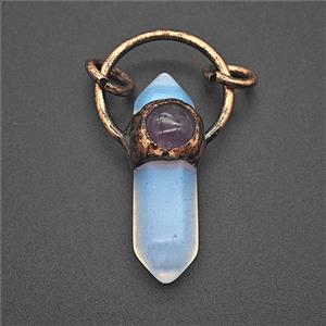 Gemstone Pendant, Red Copper Plated, approx 8-36mm