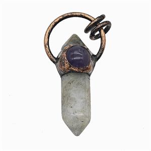 Gemstone Pendant, Red Copper Plated, approx 8-36mm