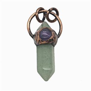 Gemstone Pendant, Red Copper Plated, approx 8-36mm