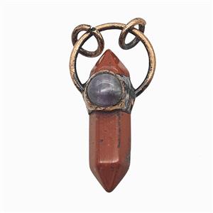 Gemstone Pendant, Red Copper Plated, approx 8-36mm