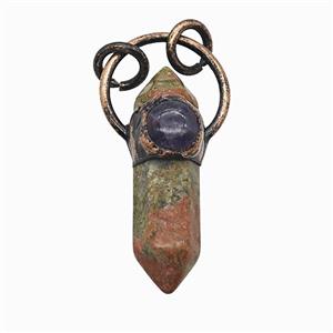 Gemstone Pendant, Red Copper Plated, approx 8-36mm