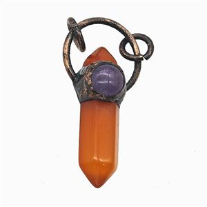 Gemstone Pendant, Red Copper Plated, approx 8-36mm