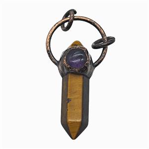 Gemstone Pendant, Red Copper Plated, approx 8-36mm